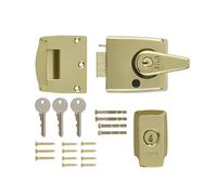 Ironmongery Solutions® British Standard High Security Nightlatch Door Lock - Anti-Tamper External Door Night Latch for Wooden Doors (Clam, Brass Bdy, Brass Cyl, 60mm)