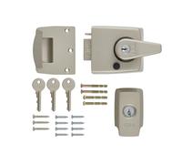 Ironmongery Solutions® British Standard High Security Nightlatch Door Lock - Anti-Tamper External Door Night Latch for Wooden Doors (Boxed, Sat Nickel Bdy, Satin Cyl, 60mm)