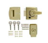 Ironmongery Solutions® British Standard High Security Nightlatch Door Lock - Anti-Tamper External Door Night Latch for Wooden Doors (Clam, Brass Bdy, Brass Cyl, 40mm)