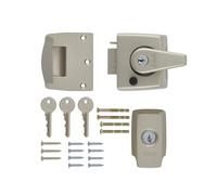 Ironmongery Solutions® British Standard High Security Nightlatch Door Lock - Anti-Tamper External Door Night Latch for Wooden Doors (Boxed, Sat Nickel Bdy, Satin Cyl, 40mm)