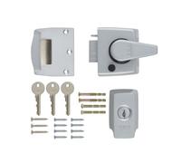 Ironmongery Solutions® British Standard Keyless Egress Nightlatch Door Lock - Safe Internal Escape Night Latch for External Wooden Doors (Sat Chrme Bdy, Satin Cyl, 60mm)