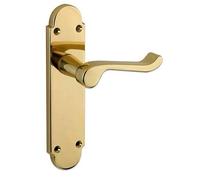 Ironmongery Solutions® Brushed Internal Scroll Door Handles Lock, Latch & Bathroom Sets in Polished Brass & Satin Chrome (Polished Brass, Latch)