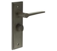 Ironmongery Solutions® Burlington Knightsbridge Lever on Plate with Turn & Release - Premium Bathroom Door Handle Set (Bathroom Backplate, Dark Bronze, Turn & Release Option 2)