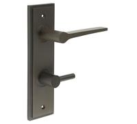 Ironmongery Solutions® Burlington Knightsbridge Lever on Plate with Turn & Release - Premium Bathroom Door Handle Set (Din Bathroom Backplate, Dark Bronze, Turn & Release Option 3)