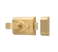 Ironmongery Solutions® Contract Rim Cylinder Nightlatch, Automatic Latching, Surface Mounted, for Internal and External Doors (Satin Brass, 60mm)
