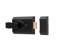Ironmongery Solutions® Contract Rim Cylinder Nightlatch, Automatic Latching, Surface Mounted, for Internal and External Doors (Matt Black, 60mm)