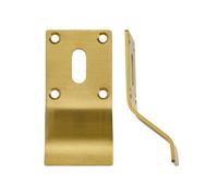Ironmongery Solutions® Cylinder Latch Pull Standard Profile 88mm x 43mm Durable Metal Door Pull Plate for Internal Doors Fixing Included (Favo Satin Brass)