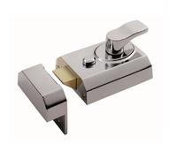Ironmongery Solutions® Deadlocking Rim Cylinder Nightlatch, Surface Mounted, for Internal and External Doors, Residential and Commercial Use (Polished Chrome, 40mm - Blister Pack)
