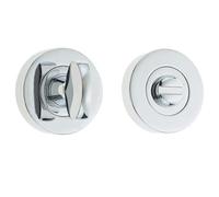 Ironmongery Solutions® Designer 35mm Round Rose Turn & Release Solid Metal Bathroom Privacy Lock No Indicator Fixings Included (Polished Chrome, 38x8mm)