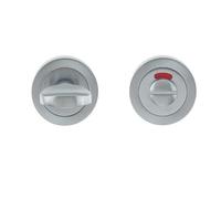 Ironmongery Solutions® Designer 50mm Round Rose Turn & Release Solid Metal Bathroom Lock with Indicator Fixings Included (Satin Chrome)