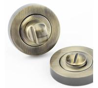 Ironmongery Solutions® Designer 50mm Round Rose Turn & Release Solid Metal Bathroom Privacy Lock No Indicator Fixings Included (Antique Brass)