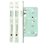 Ironmongery Solutions® DIN Bathroom Lock Radius Forend 78mm Centre to Centre with 55mm Backset Privacy Mortice Lock for Internal Bathroom Fixing Included