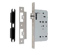 Ironmongery Solutions® DIN Bathroom Lock, Turn and Release Mechanism, Privacy Lock for Internal Wooden Doors, Residential and Commercial Use (Satin Stainless Steel, 55mm - Square)