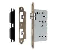 Ironmongery Solutions® DIN Bathroom Lock, Turn and Release Mechanism, Privacy Lock for Internal Wooden Doors, Residential and Commercial Use (Antique Brass, 60mm - Radius)