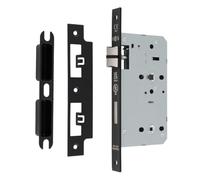 Ironmongery Solutions® DIN Bathroom Lock, Turn and Release Mechanism, Privacy Lock for Internal Wooden Doors, Residential and Commercial Use (Matt Black, 60mm - Square)