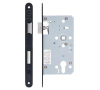 Ironmongery Solutions® DIN Escape Lock 72mm Centre to Centre with 60mm Backset Radius Forend Emergency Egress Mortice Lock for Internal and External Doors Fixing Included (Powder Coat Black)
