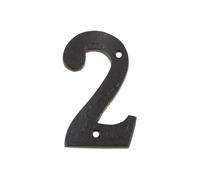 Ironmongery Solutions® Door Numeral Number 2 - 4" Solid Metal for House, Flat, Office and Room Identification Internal and External Fixing Included