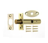 Ironmongery Solutions® Door Security Bolt - Heavy Duty Surface Mounted Door Bolt for Internal & External Doors - Hardware Fittings Included (Clam, Brass)