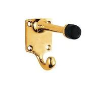 Ironmongery Solutions® Door Stop Square Base Buffered Hat & Coat Hook in Polished Brass Finish 85mm