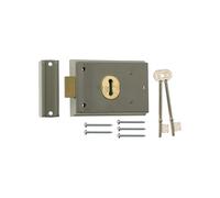 Ironmongery Solutions® Door Surface Mounted Rim Deadlock - Heavy-Duty External Door Security Lock for Wooden Doors | Hardware Fittings Included (Retail Boxed Packaging, Black, 102mm (4"))