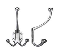 Ironmongery Solutions® Double Hat and Coat Hook Wall Mounted Heavy Duty Metal Hooks for Doors Walls Fixings Included (Satin Chrome)