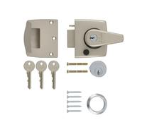 Ironmongery Solutions® Double Locking Nightlatch Door Lock - High Security External Door Night Latch for Wooden Doors (Boxed, Sat Nickel Bdy, Satin Cyl, 40mm)