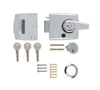 Ironmongery Solutions® Double Locking Nightlatch Door Lock - High Security External Door Night Latch for Wooden Doors (Boxed, Pol Chrme Bdy, Chrme Cyl, 60mm)