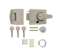 Ironmongery Solutions® Double Locking Nightlatch Door Lock - High Security External Door Night Latch for Wooden Doors (Boxed, Sat Nickel Bdy, Satin Cyl, 60mm)