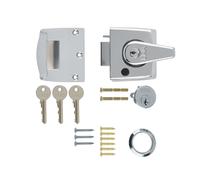 Ironmongery Solutions® Double Locking Nightlatch Door Lock - High Security External Door Night Latch for Wooden Doors (Boxed, Pol Chrme Bdy, Chrme Cyl, 40mm)