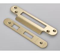 Ironmongery Solutions® Easi T Forend Strike and Fixing Pack for Sashlocks, Includes Strike Plate and Fixing Screws (Satin Brass, Radius)