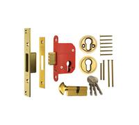 Ironmongery Solutions® Euro Mortice Deadlock Keyless Egress - Emergency Escape Euro Profile Lock for Wooden Doors - Hardware Fittings Included (Satin, 3" (76mm))