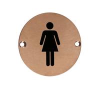 Ironmongery Solutions® Female Sex Symbol 76mm Diameter Durable Metal Gender Identification Sign for Toilet Doors Walls and Facilities Fixing Included (PVD Bronze)