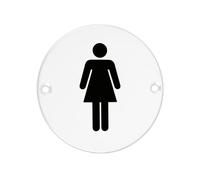 Ironmongery Solutions® Female Sex Symbol 76mm Diameter Durable Metal Gender Identification Sign for Toilet Doors Walls and Facilities Fixing Included (Powder Coat White)
