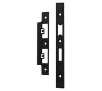 Ironmongery Solutions® Forend Strike and Fixing Pack for DIN Euro Sashlocks and Bathroom Locks, with Strike Plate and Fixing Screws (Matt Black, Square)