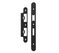 Ironmongery Solutions® Forend Strike and Fixing Pack for DIN Euro Sashlocks and Bathroom Locks, with Strike Plate and Fixing Screws (Matt Black, Radius)
