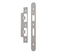 Ironmongery Solutions® Forend Strike and Fixing Pack for DIN Euro Sashlocks and Bathroom Locks, with Strike Plate and Fixing Screws (Satin Stainless Steel, Radius)