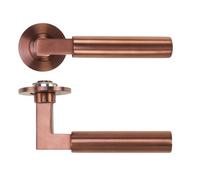 Ironmongery Solutions® Garda Lever on Round Slim Sprung Rose, 4mm, Internal Door Handle for Bedrooms, Living Areas, and Offices (PVD Bronze)