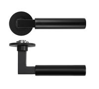 Ironmongery Solutions® Garda Lever on Round Slim Sprung Rose, 4mm, Internal Door Handle for Bedrooms, Living Areas, and Offices (PVD Black)