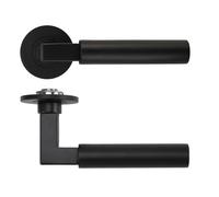 Ironmongery Solutions® Garda Lever on Round Slim Sprung Rose, 4mm, Internal Door Handle for Bedrooms, Living Areas, and Offices (Powder Coat Black)