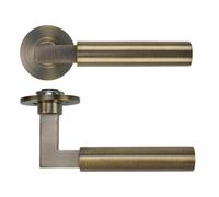 Ironmongery Solutions® Garda Lever on Round Slim Sprung Rose, 4mm, Internal Door Handle for Bedrooms, Living Areas, and Offices (Antique Brass)