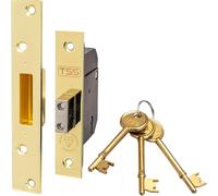 Ironmongery Solutions® High Security 5 Lever British Standard Mortice Deadlock 68 mm - Polished Brass Insurance Approved External Door Lock with 3 Keys