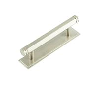 Ironmongery Solutions® Hoxton Nile Cabinet Handles 128mm Polished Chrome Modern Drawer Pulls with Fixings Included (Stepped Backplate, Satin Nickel, 96mm Centre)