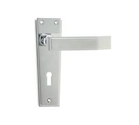 Ironmongery Solutions® Jedo Deco Suite Lever on Plate Art Deco Style Interior Door Handle Set Fixings Included (Lockplate, Polished Chrome)