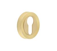 Ironmongery Solutions® Jedo Designer Euro Profile Escutcheons on 50mm Round Rose for Internal & External Doors Modern Cylinder Cover Fixings Included (Satin Brass)