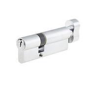 Ironmongery Solutions® Jedo Euro Profile Offset Cylinders & Turns Solid Brass Door Lock Cylinder Set with Thumbturn and Fixings Included (Satin Chrome, 30x50mm)