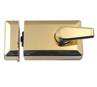 Ironmongery Solutions® Jedo Roller Bolt Night Latch High Security Keyed Door Lock for Internal and External Doors Fixings Included (Polished Brass)