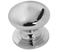 Ironmongery Solutions® Jedo Traditional Cupboard Knobs Solid Metal Round Cabinet Knobs Fixings Included (Polished Chrome, 50mm)