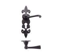Ironmongery Solutions® Lever on Fleur de LYS Euro Backplate Internal Door Handle Decorative Design Secure Euro Lock Use Fixing Included