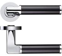 Ironmongery Solutions® Milan Round Rose Lever Door Handles - Screw-On Rose, Polished Chrome & Black Aluminium Finish, Modern Interior Handle Set