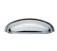 Ironmongery Solutions® Modern Shaker Cup Pull 96mm Solid Metal Cabinet Drawer Handle Contemporary Furniture Hardware Clean Design Fixings Included (Polished Chrome)